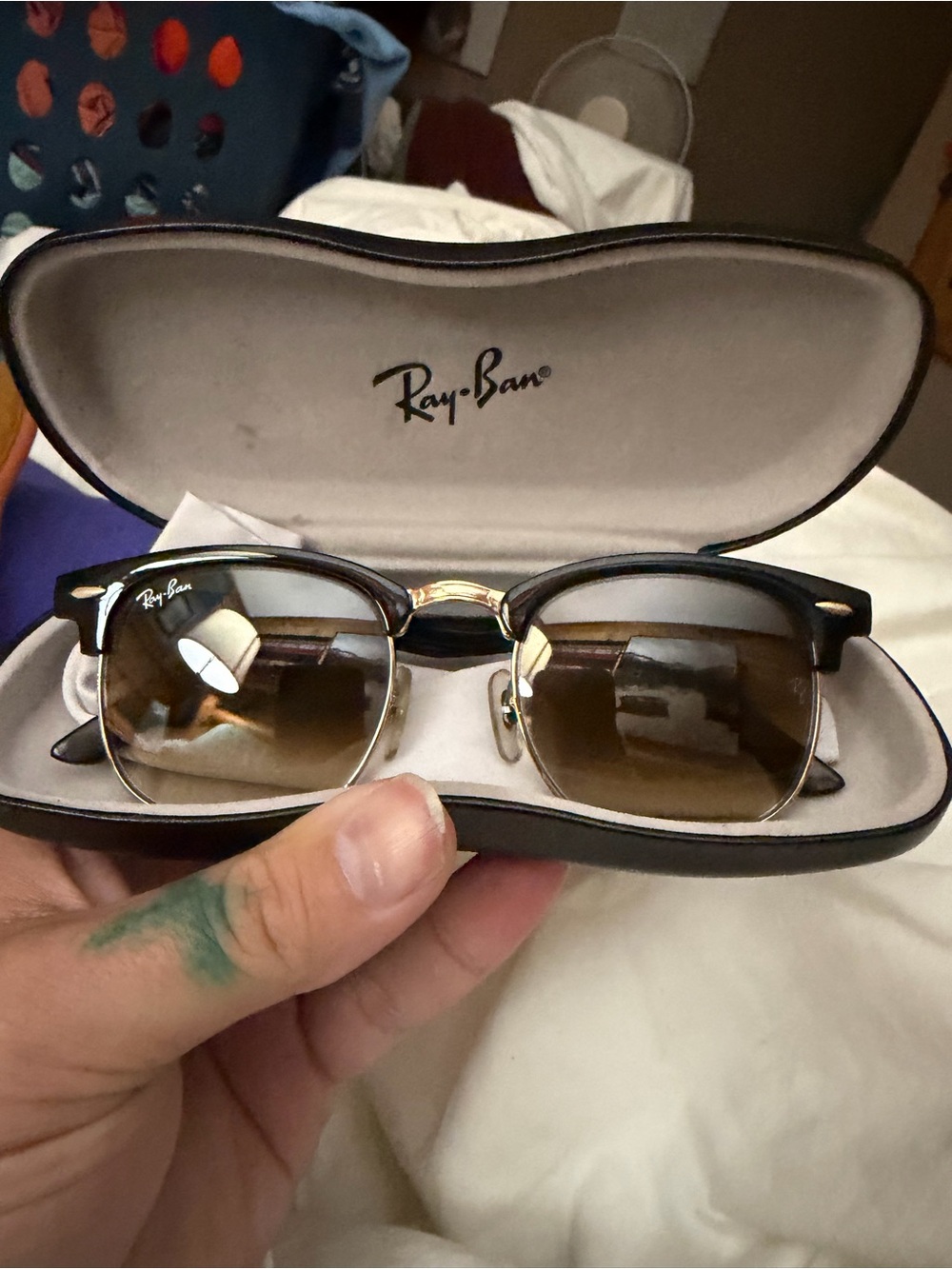 Ray-Ban Clubmaster Black Frame with Brown Gradient Lenses